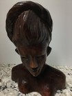 Vtg  Balinese Wood Bust Carved Indonesian Woman Statue Sculpture Mid Century Mcm