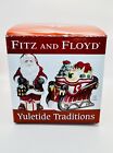 Fitz   Floyd Christmas Salt Pepper Shakers Yuletide Traditions Santa Sleigh Box