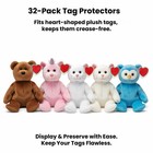 32-pack Beanie Baby Heart Tag Protectors     Fits Ty Heart-shaped Hang Tags     Clea