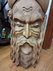 Vtg  Huge 37  Carved Wood Tree Trunk Wizard Figurine Old Man Folk Art Signed  