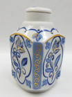 Vintage White  Blue   Gold Hand-painted Porcelain Tea Caddy  Made In Poland