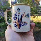 Vintage 1960s Otagiri Style Mcm Floral Speckled Stoneware Mug Japan 8 Oz