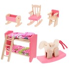 Wooden Doll House Furniture Bedroom Set Kids Play House Toy