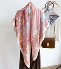 Sallys 70  Cashmere 30  Silk Wrap Scarf Nature Print Double Face Shawl 53  Pink
