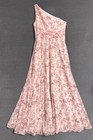 Azazie Gown A8 Pink Fern Floral A Line Chiffon Maxi One Shoulder Bridesmaid