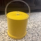 Vintage Yellow Ice Bucket Clear Lucite Handle 9  Mcm Barware