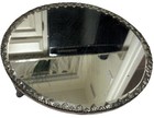 Vintage Beveled Mirror Plateau Vanity Tray Silver Plate Victorian Trim Footed