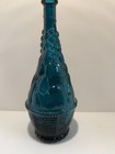 Vtg Empoli Teal Blue Fruit Basket Italian Glass Genie Bottle Decanter 11  Mcm