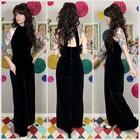 Vintage 1980s Black Velvet Halter Cut Out Back Wide Leg Jumpsuit   26  Waist