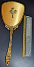 Vanity 24k Gold Plated Metal Mirror Brush Nontarnishable Rare Vintage