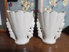 Pair Of Vintage Victorian Era Vases With Gold Trim 