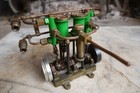 Vintage  Twin Cylinder Launch Live Steam Engine  W reverse Gear    Lubricator
