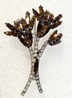 Vintage Rhinestone Brooch Root Beer Topaz Unsigned Designer