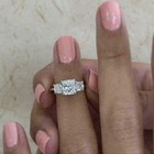 Engagement 3 Stone Ring 14k White Gold Plated 3 00ct Cushion Cut Real Moissanite