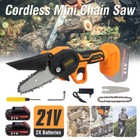 4  Mini Cordless Chain Saw Handheld Electric Chainsaw W  2x Li-ion Batteries 21v