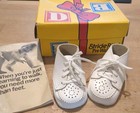 Vintage Stride Rite Prewalker Baby Crib Shoes Sz 0 White Leather Booties