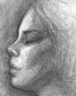 Original Female Profile 8x11 Charcoal Portrait Drawing Realism Figurative Art 