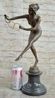 Signed Nude Acrobat Lady Bronze Sculpture Marble Statue Art Deco Hot Cast Statue