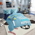 Tennis Themed Comforter Set Size sport Competition King Skyblue White Yellow
