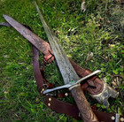 Hand Forged Medieval Longsword   High Carbon Steel Sword With Tooled Leather Sca