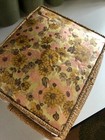 Vintage Wicker   Wood Sewing Storage Box Holder Basket W Swing Handle Padded Top