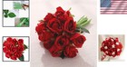 12pcs Real Touch Artificial Roses In Red - Perfect For Elegant Bridal Bouquets