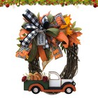 Halloween Wreath For Front Door With Truck Thanksgiving Garland Hanging Decor Us