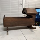 Vintage Handmade Wooden Doll Cradle Rocking Bed Wood Bassinet Retro Style  22   