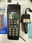 Vintage 1992 Nokia 100 Tha-9 Brick Cell Phone Box 2 Batteries Charger Case