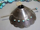 Navajo Arizona Turquoise Sterling Silver 3 5  Ponytail Bun Holder 4 75 stick