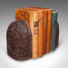 Pair Of Antique Ornate Bookends  Anglo-indian Beech  Book Rests  Victorian  1900