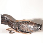 Japanese Vintage  Wood Carved Fish Jizaikagi Yokogi Hearth Hook Crossbar Mingei