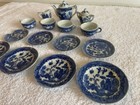 Children s Blue Willow Tea Set - 17 Assorted Pieces - Vintage - Japan - Read