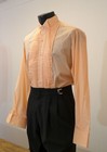 Vintage Dark Peach Wing Collar Tuxedo Shirt With Pleated Front Easter Church