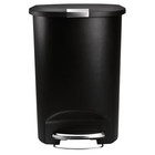Simplehuman 13 Gal  50 Ltr  Semi-round Step Trash Can Black Plastic Kitchen