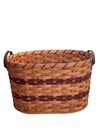 Amish Handmade Medium Oval Laundry Basket Solid Oak Bottom Leather Handles