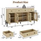 62   Sideboard Buffet Cabinet With Storage-3 Drawers And 4 Fluted Glass Doors