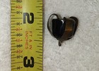 Vintage Antique Black Glass Button Cupped Flower Design Metal Accent Shank 1 2 