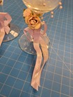 Wedding Champagne Flutes Set Floral Ribbon Decoration Toasting Glasses Pair