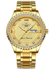 Men s Classic Diamond Gold Quartz Watch Stainless Steel Waterproof Dress Design