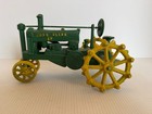 Vintage 8  John Deere Op Cast Iron Green And Yellow Toy Tractor