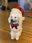 White Poodle  Resin Christmas Ornament Santa Hat Wreath  Decor Adorable