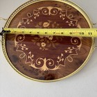 Italian Wood Marquetry Round Inlaid Wood Brass Ercolano Made In Italy