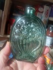Keene Cornucopia   Fruit Basket Giii-7 Blue Green Pontil Bottle W tiny Lip Chip