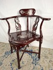 Vintage Chinese Rosewood Corner Chair Mother Of Pearl Inlay Chinoiserie Ruyi