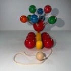 Vintage Kouvalias Wooden plastic Banana Caterpillar Pull Toy Mfg  Greece 1970 s