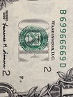 Error Miss Ink 1999   1 Dollar Gem Binary Note Rare Number  69966669 Top Rare   