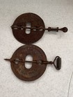 X2 Vtg Griswold 6    New American Stove Pipe Cast Iron Spindle Flue Dampers Rusty