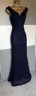 Quiz Navy Elegant Lace  Evening Cocktail Prom Party Maxi Dress Size 12