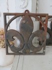 3 Vintage Architectural Metal Cast Iron Fleur Di Lis Decor Pediment Header